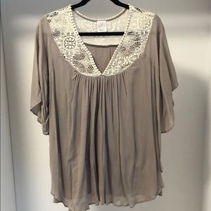 Anthropologie Ella Moss boho top with lace trim